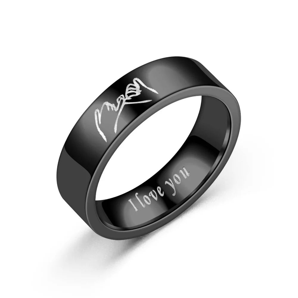 1pc I Love You Engraved Titanium Steel Ring - Durable, Hypoallergenic Mens Band, Perfect for Valentines Day