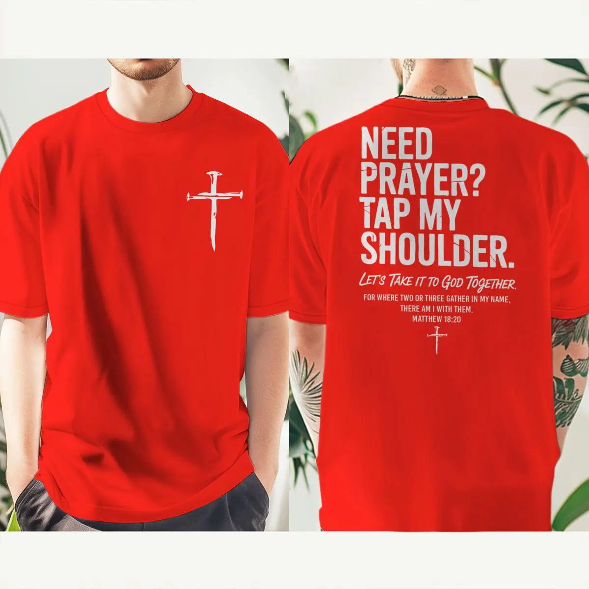 Fashion Christian Faith T-shirt "Need Prayer Tap My Shoulder" Print Men Women Tees Bible Verses Vintage Jesus Streetwear