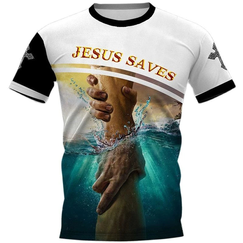 Christian Jesus Graphic T-shirt Men Women Clothing O-neck Short Sleeve T Shirts 3D Print Savior Casual Fashion Streetwear Tees