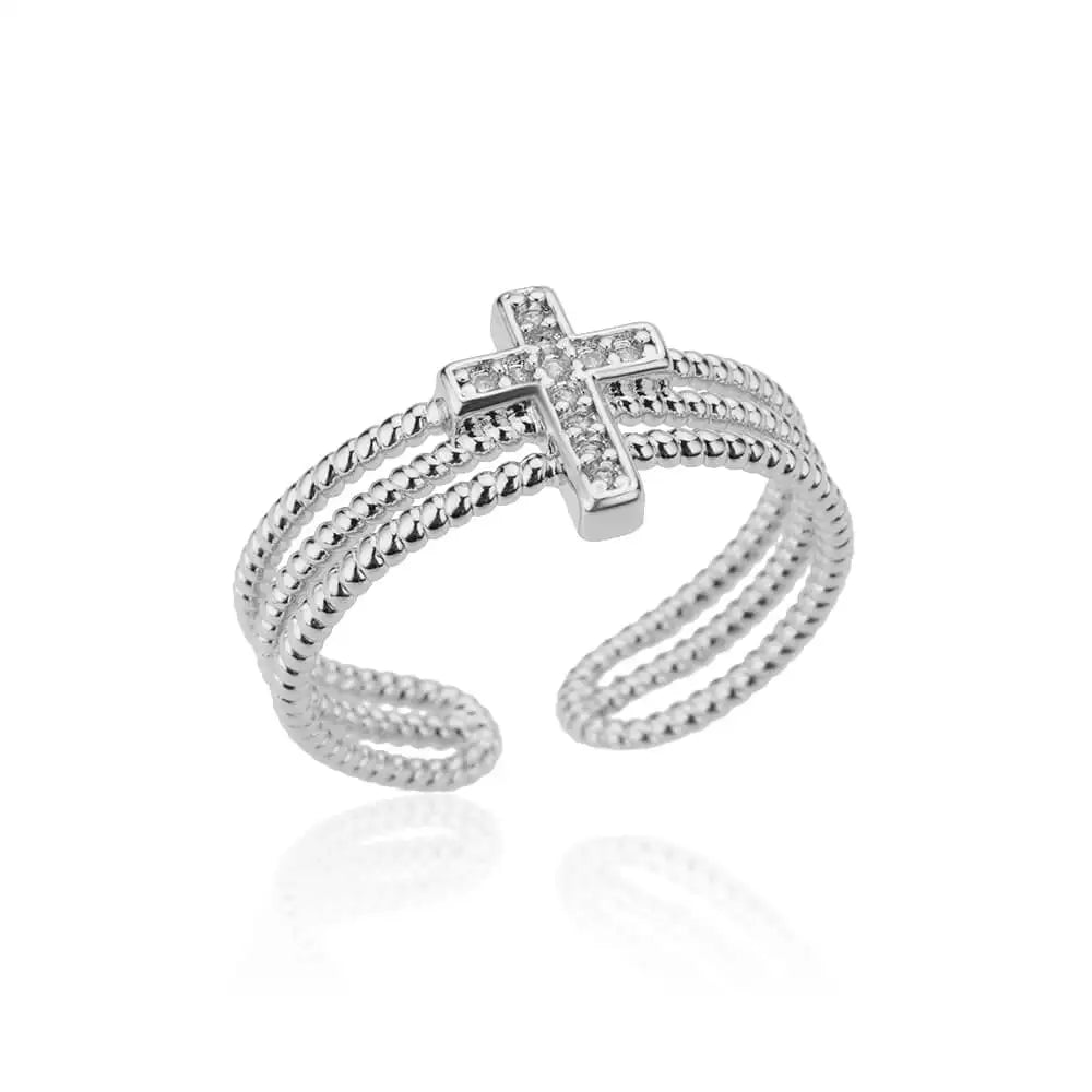 Vintage Jesus Cross Rings For Women Men Gold Color Stainless Steel Jesus Cross Adjustable Ring Religious Party Jewelry Gift