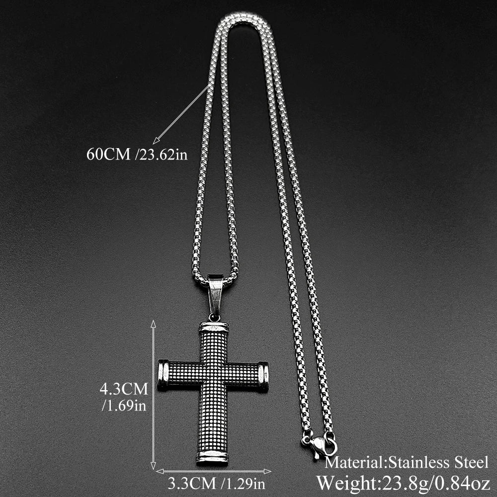 Christian JESUS CROSS Pendant Necklaces for Women Men Stainless Steel Gold Color Hip Hop Chain Amulet Necklace Faith Jewelry