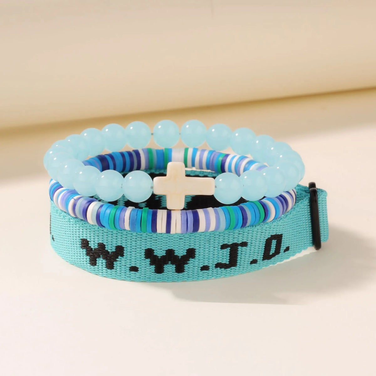3PCS What Would Jesus Do WWJD Bracelets Women Men Cross Beaded Bracelets Set WWJD-Jesus Will Do What Bracelet Jewelry Gifts