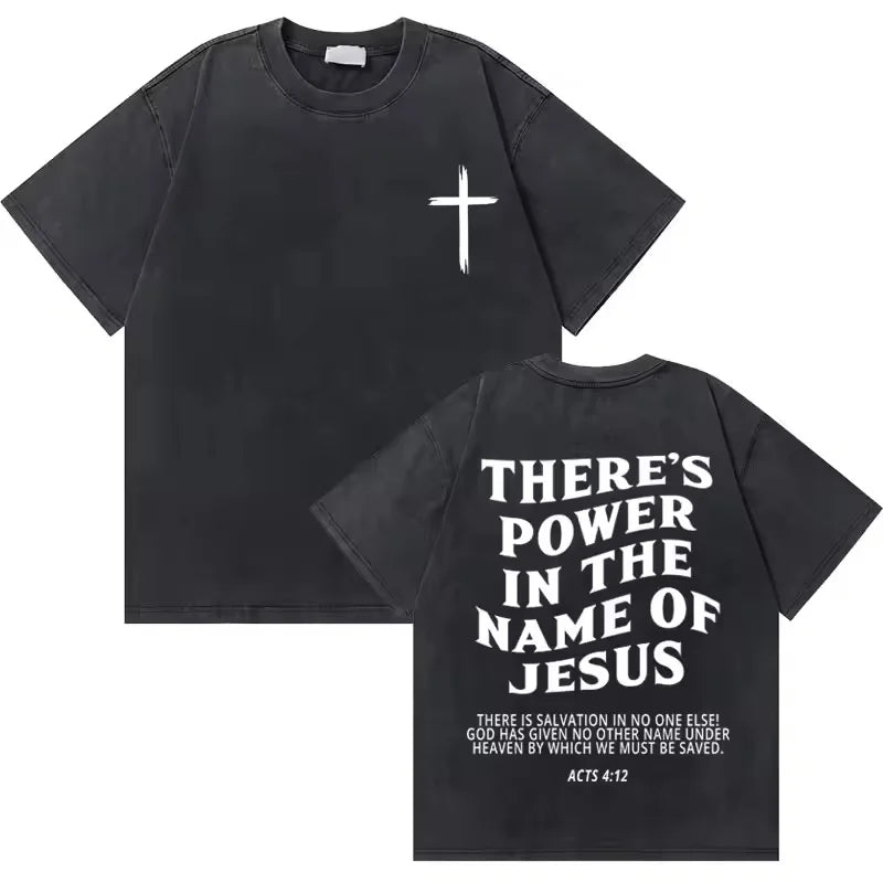 Washed Vintage Christian Jesus Good News God Loves You Bible Verse Graphic T-shirts Men Women Fashion Casual Oversized T Shirt