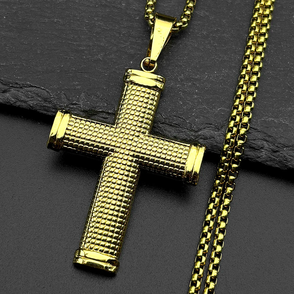 Jesus Cross Long Chain Necklace-Silver