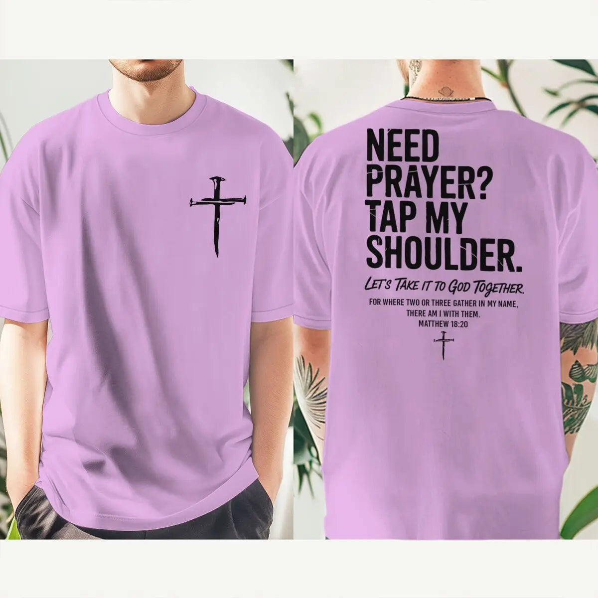Fashion Christian Faith T-shirt "Need Prayer Tap My Shoulder" Print Men Women Tees Bible Verses Vintage Jesus Streetwear
