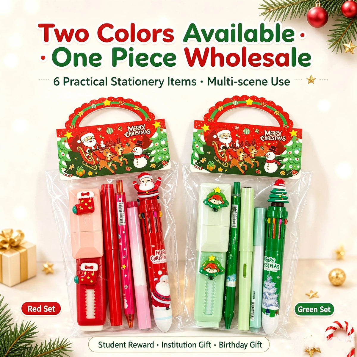 6 Christmas stationery sets, class holiday event gifts, Christmas gifts for friends, classmates, and children