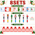 8 Set Christmas Stationery Gift Include Notepad Ballpoint Pen Red Gauze Pouch Exchange Gift For Holiday Party Classroom Rewards