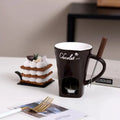 European Candle Cup Cheese Chocolate Melting Ceramic Mug Heating Food Ceramic Mug with Fork Creative Coffee Mug Tableware