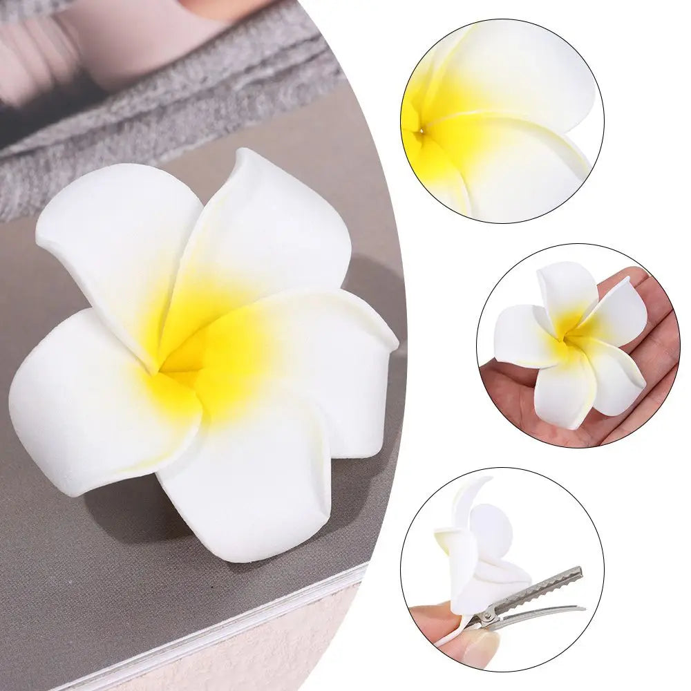 White Flower Hair Clip Beach Seaside White Plumeria Hairpin Travel Holidays Bridal Headdress Hair Accessories for Women Girl