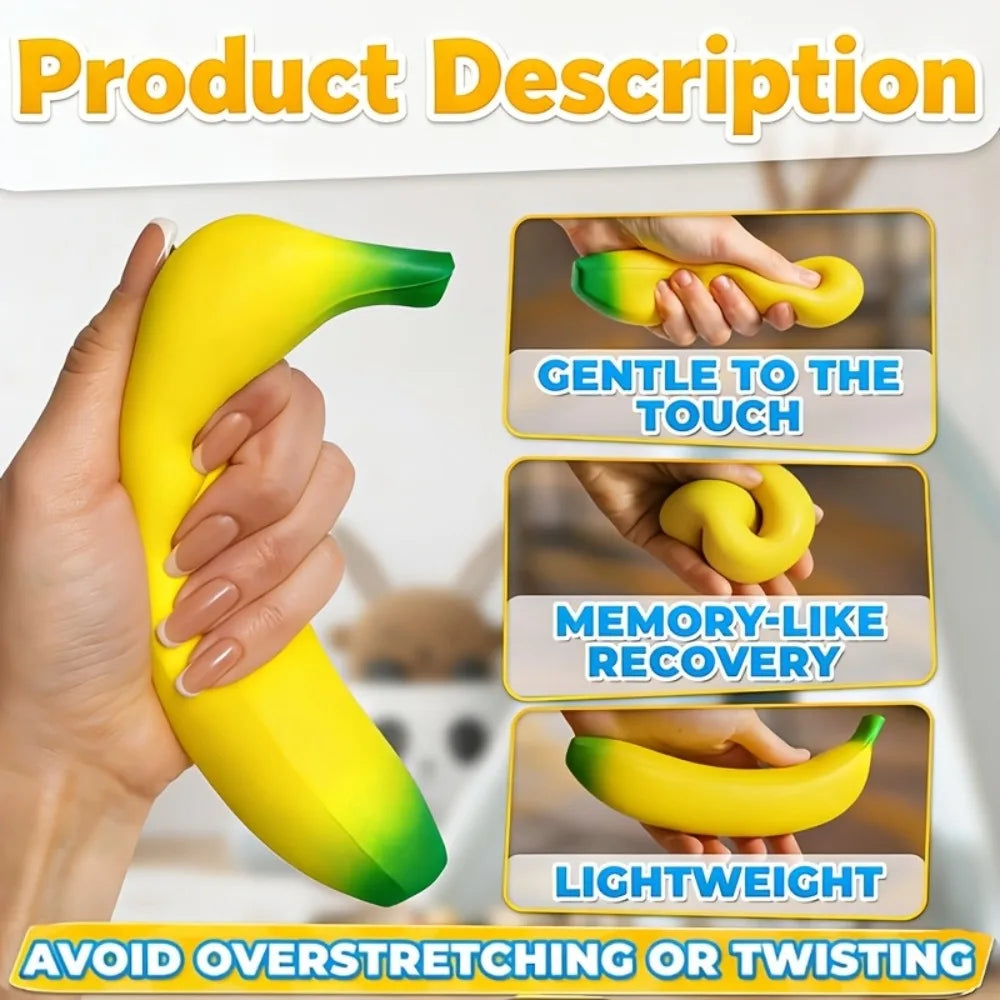 2/4pcs Banana Squishy Toy Soft PU Slow Rising Stress Reliever for Adults Office Desk Decor Kawaii Anti-Anxiety Hand Fidget Toy