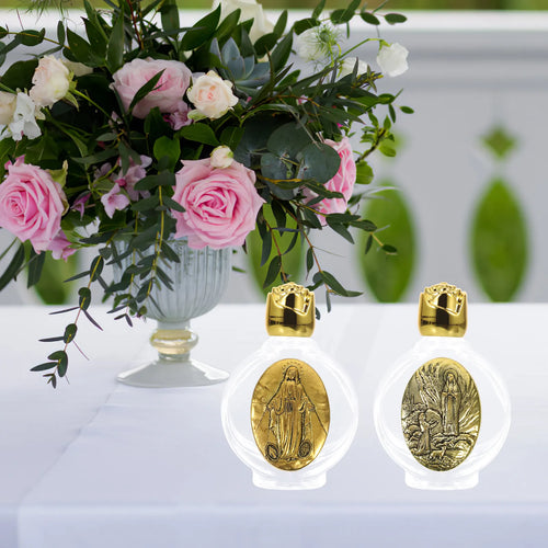 2Pcs Holy Water Bottle Glass Embossed Refillable Containers for Travel Perfume Storage Wedding Baptism Decorations
