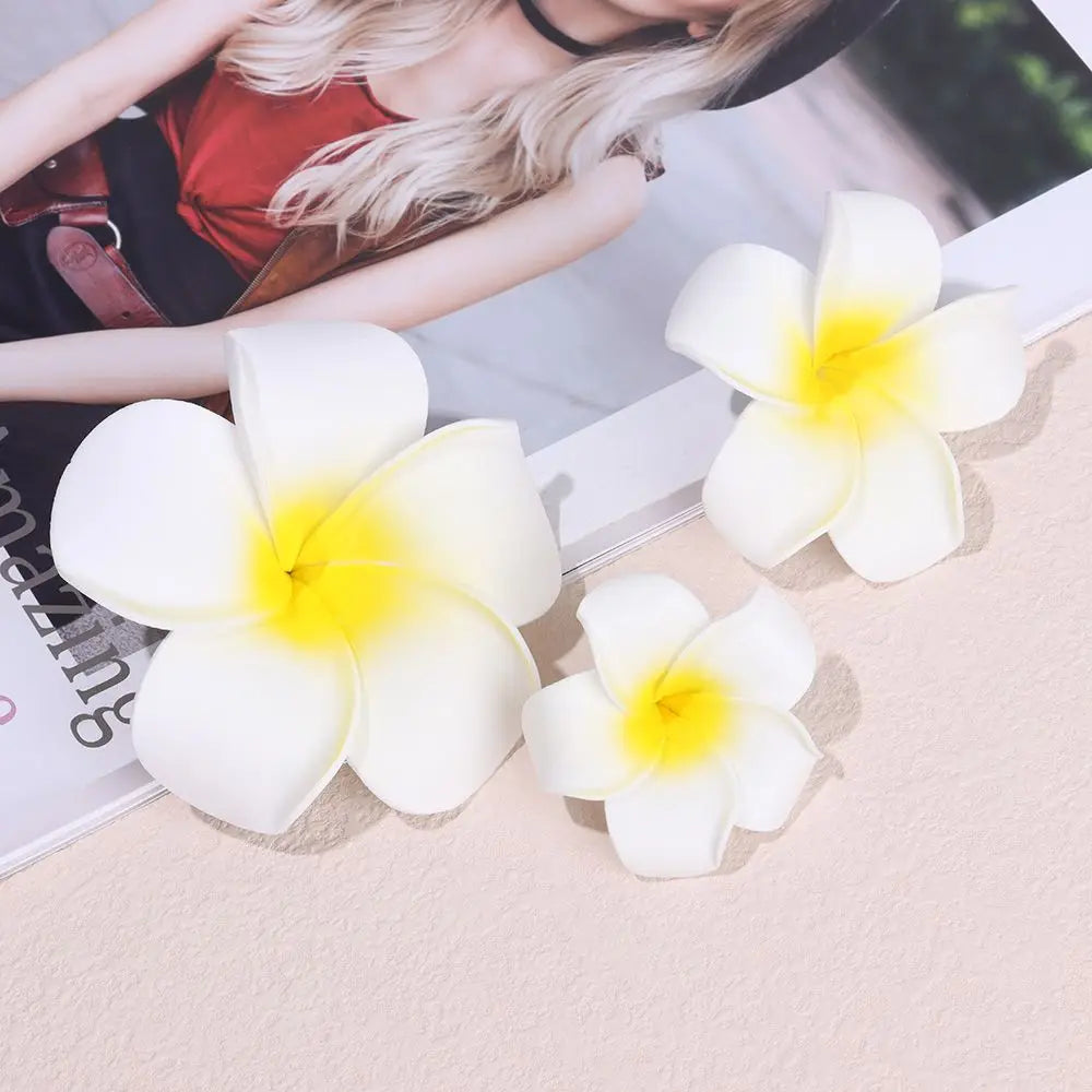 White Flower Hair Clip Beach Seaside White Plumeria Hairpin Travel Holidays Bridal Headdress Hair Accessories for Women Girl