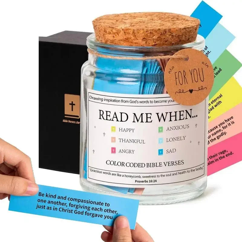 Bible Verses in A Jar, God's Word Storage Jar ,Colorful Bible Verses Gratitude & Blessings Christian ,With Gift Box