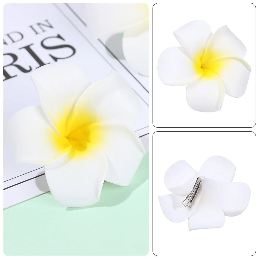 White Flower Hair Clip Beach Seaside White Plumeria Hairpin Travel Holidays Bridal Headdress Hair Accessories for Women Girl