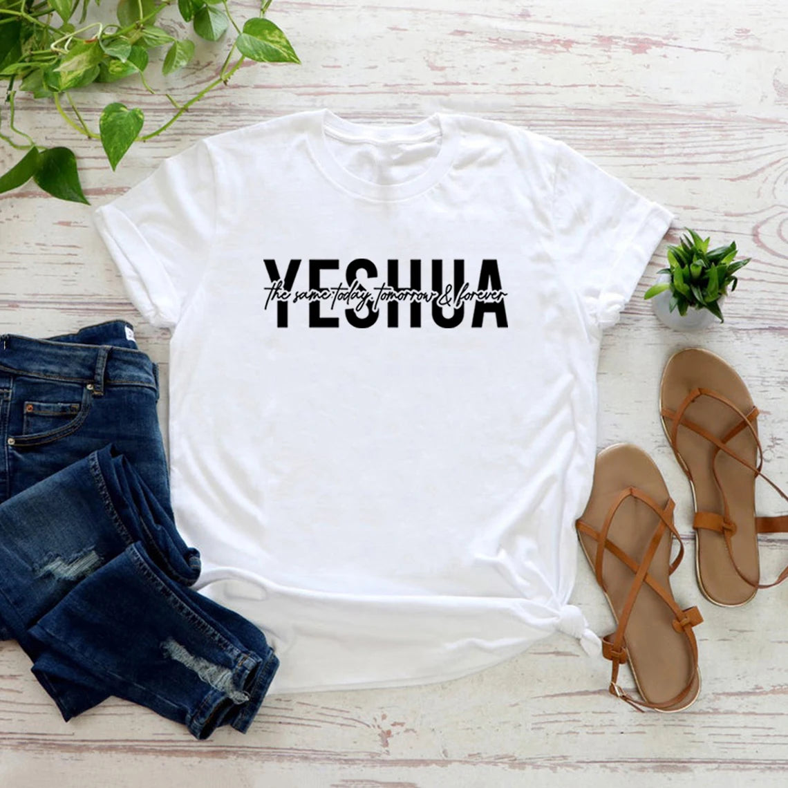 Yeshua T-Shirt Christian T-shirts Religious Shirts Bible Verse Top Faith Tee Women Graphic T Shirts Christian Gift Jesus Apparel