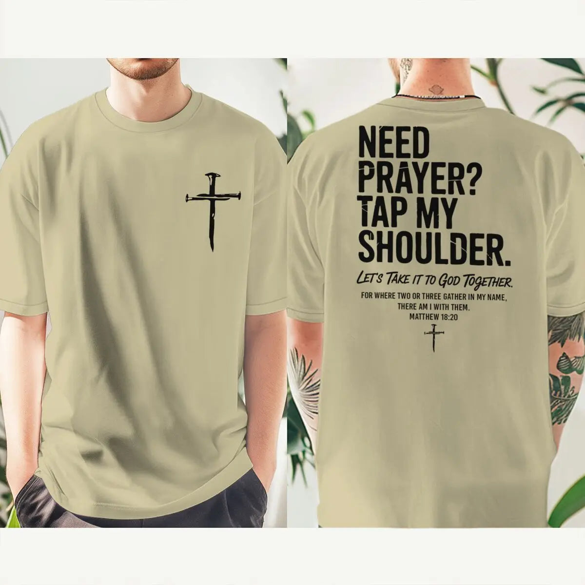 Fashion Christian Faith T-shirt "Need Prayer Tap My Shoulder" Print Men Women Tees Bible Verses Vintage Jesus Streetwear
