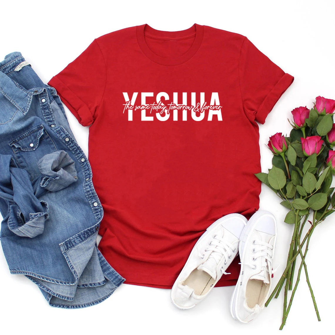 Yeshua T-Shirt Christian T-shirts Religious Shirts Bible Verse Top Faith Tee Women Graphic T Shirts Christian Gift Jesus Apparel
