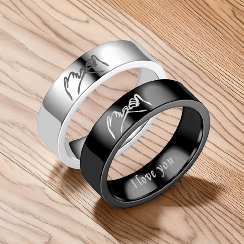 1pc I Love You Engraved Titanium Steel Ring - Durable, Hypoallergenic Mens Band, Perfect for Valentines Day