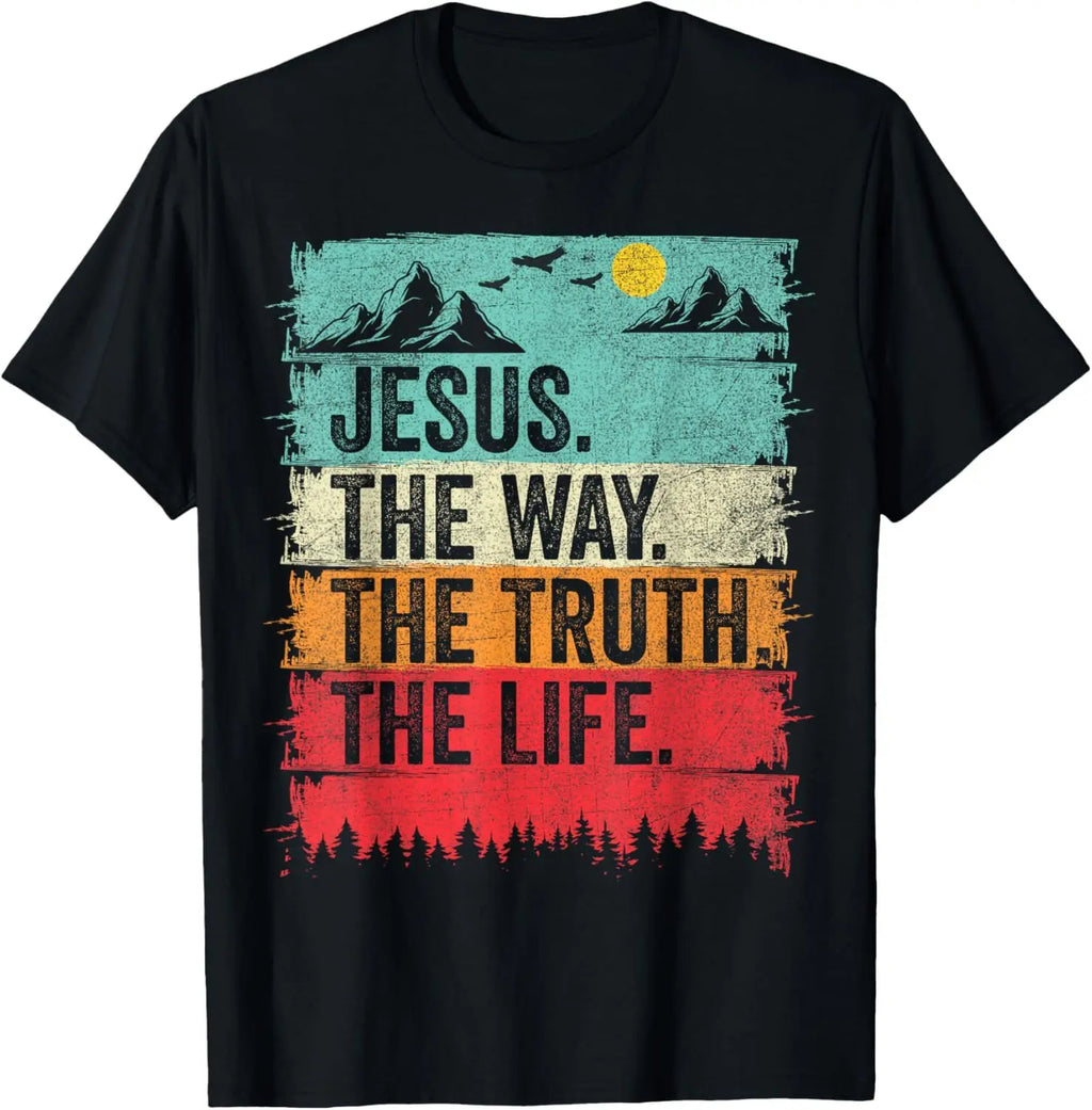Christian T Shirt Women Men Kids Jesus The Way Truth Life T-Shirt  Graphic T Shirts  Vintage T Shirt  Camisetas