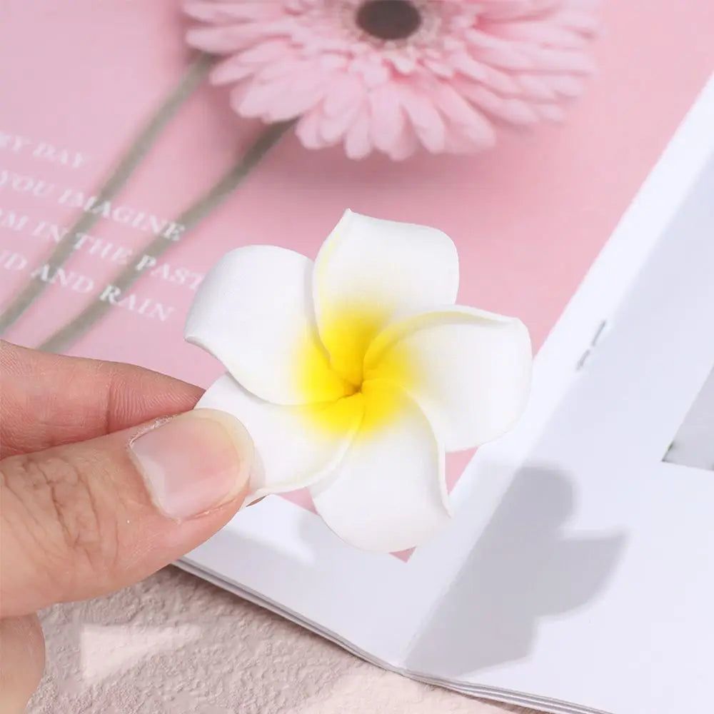 White Flower Hair Clip Beach Seaside White Plumeria Hairpin Travel Holidays Bridal Headdress Hair Accessories for Women Girl