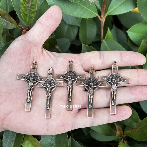 Antique Bronze Crucifix & Rosary Centerpiece Set – 5 Pack