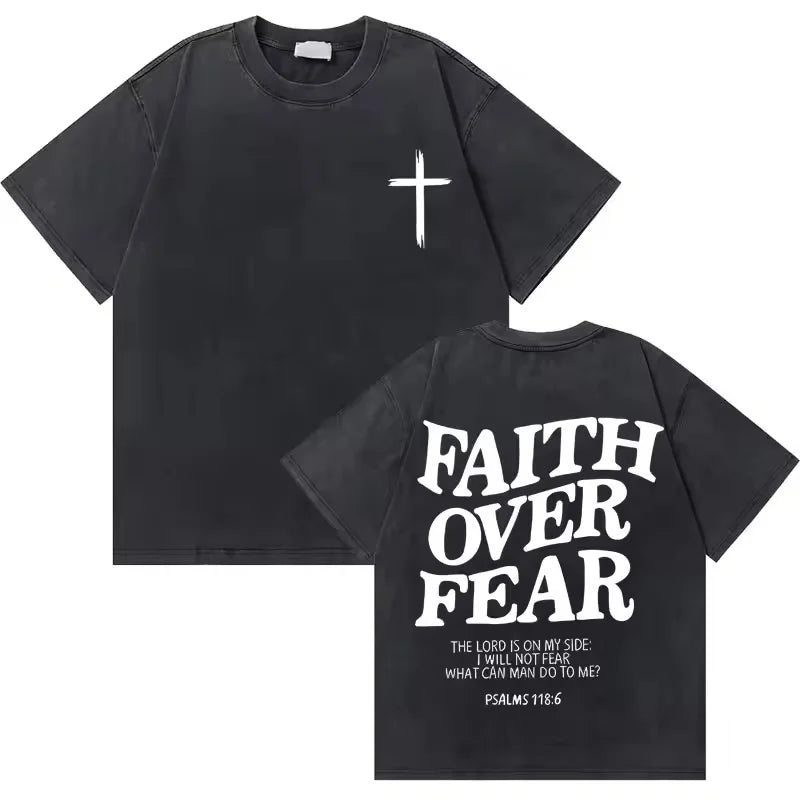 Washed Vintage Christian Jesus Good News God Loves You Bible Verse Graphic T-shirts Men Women Fashion Casual Oversized T Shirt
