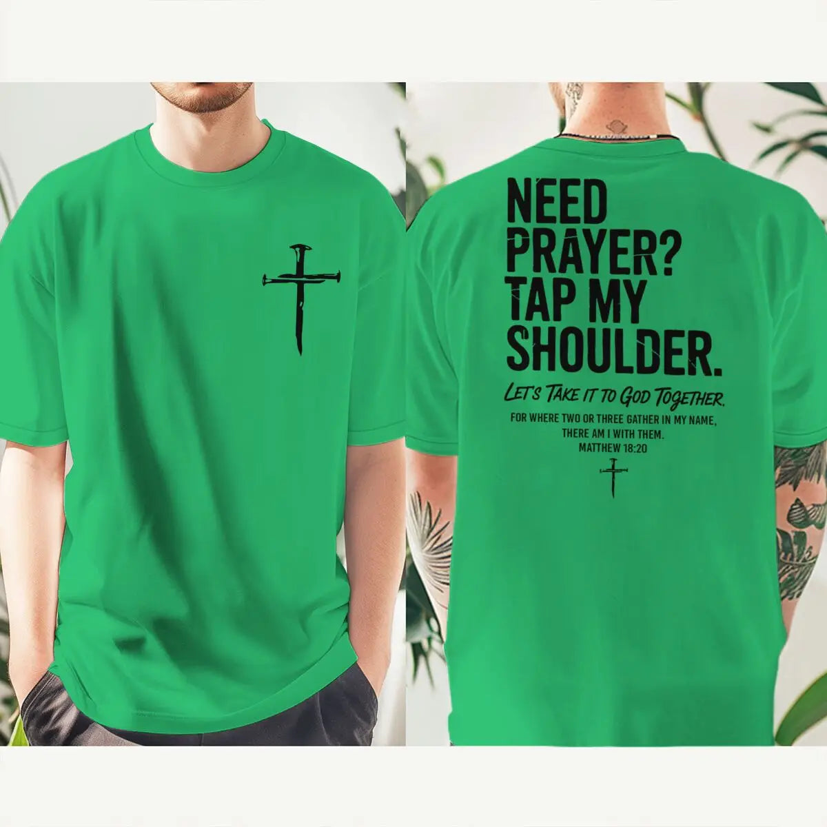 Fashion Christian Faith T-shirt "Need Prayer Tap My Shoulder" Print Men Women Tees Bible Verses Vintage Jesus Streetwear