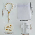 6‑24 Sets Rose Bead Mini Rosary Gift Set Cross Box Card Organza Bag Baptism Communion Christmas Party Favor Religious Bulk Gift