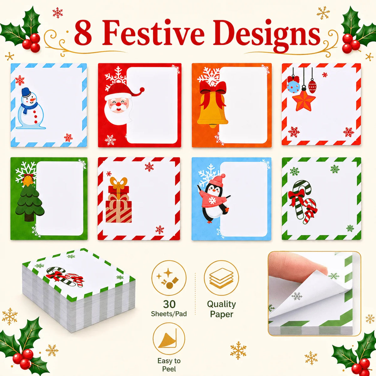 8 Set Christmas Stationery Gift Include Notepad Ballpoint Pen Red Gauze Pouch Exchange Gift For Holiday Party Classroom Rewards