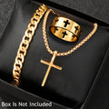 Cross Jewelry Set – Bracelet, Necklace & Ring in Gold, Silver & Black