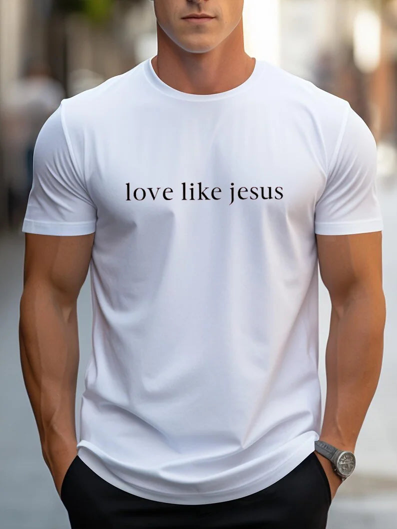 Jesus Christ T Shirts Tees for Men Fashion Casual Short Sleeve T-shirt for Summer Cotton T-shirts Christian Faith Tshirts Tops