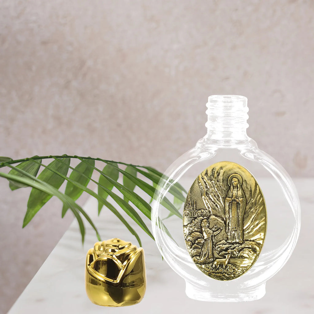 2Pcs Holy Water Bottle Glass Embossed Refillable Containers for Travel Perfume Storage Wedding Baptism Decorations