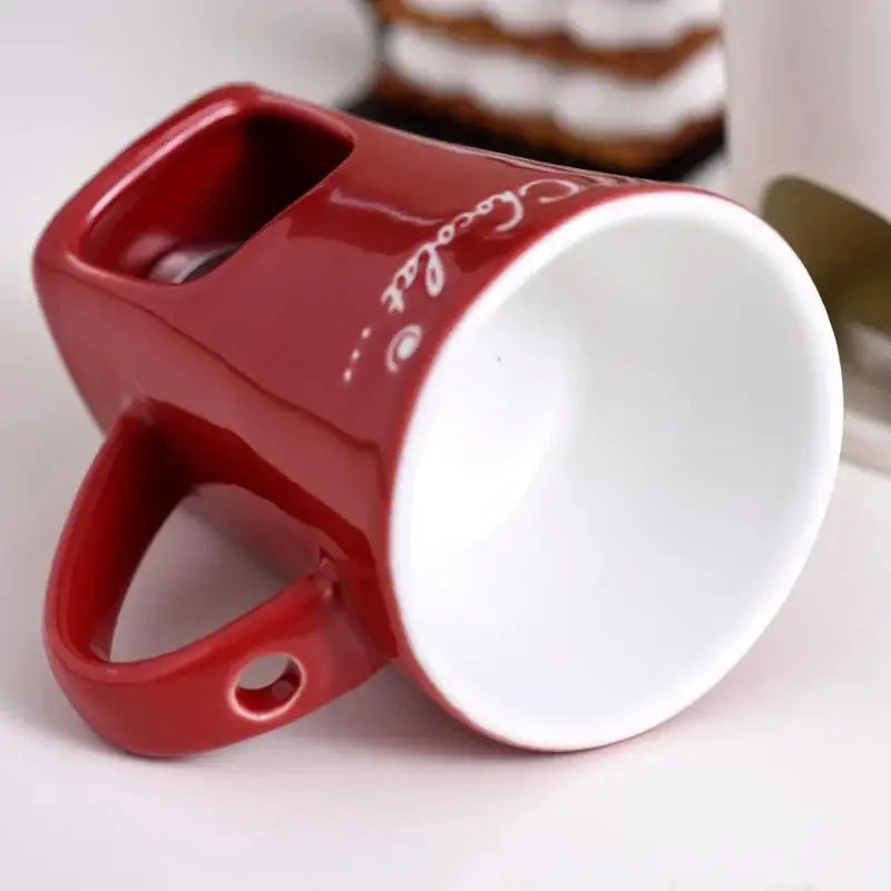 European Candle Cup Cheese Chocolate Melting Ceramic Mug Heating Food Ceramic Mug with Fork Creative Coffee Mug Tableware