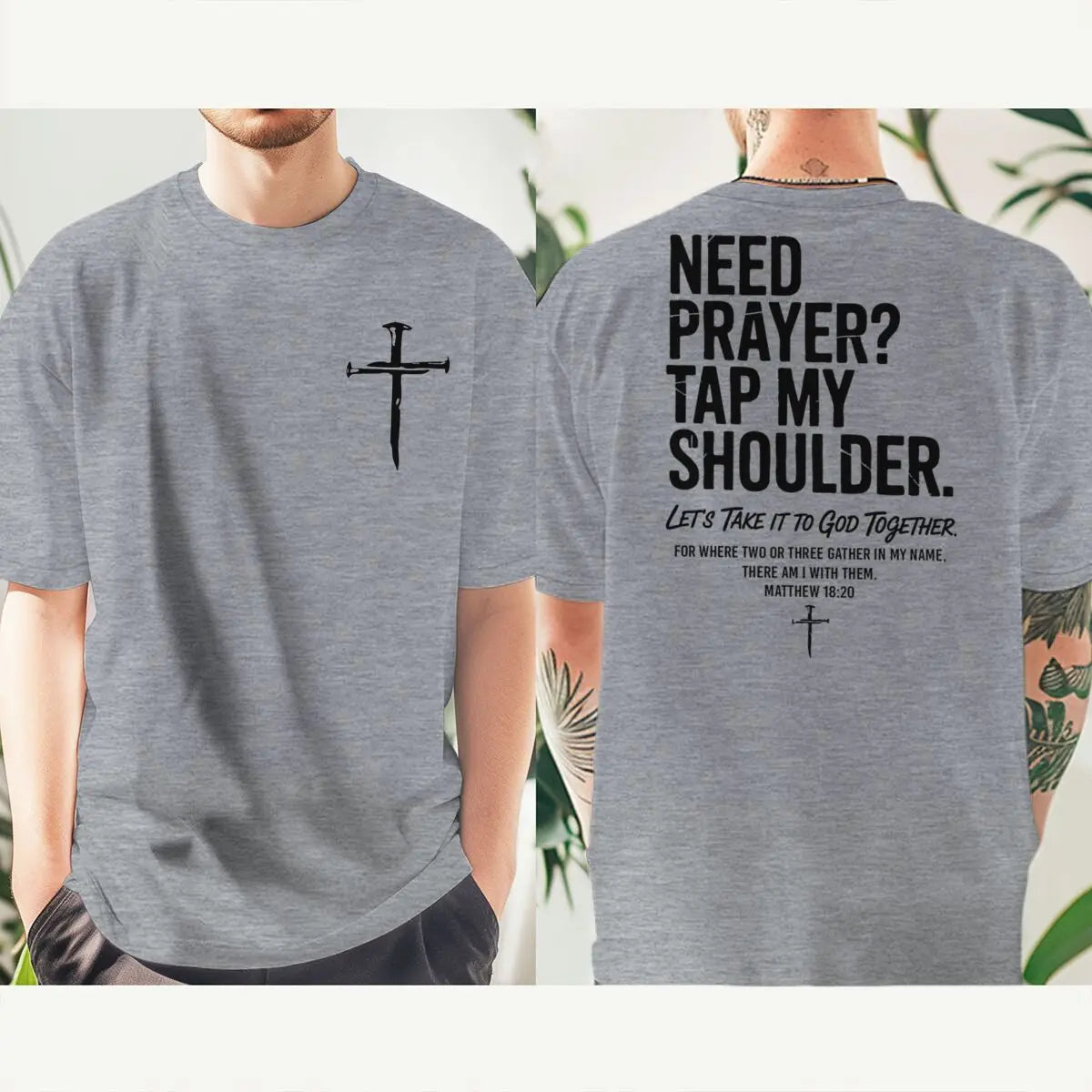 Fashion Christian Faith T-shirt "Need Prayer Tap My Shoulder" Print Men Women Tees Bible Verses Vintage Jesus Streetwear