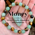 Money Good Luck Bracelet | Green Aventurine & Tiger Eye Stone Beaded Bracelet